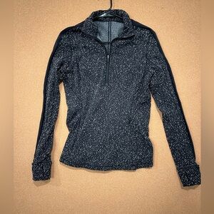 Lululemon Athletica Black and White Speckled Quarter-Zip Pullover